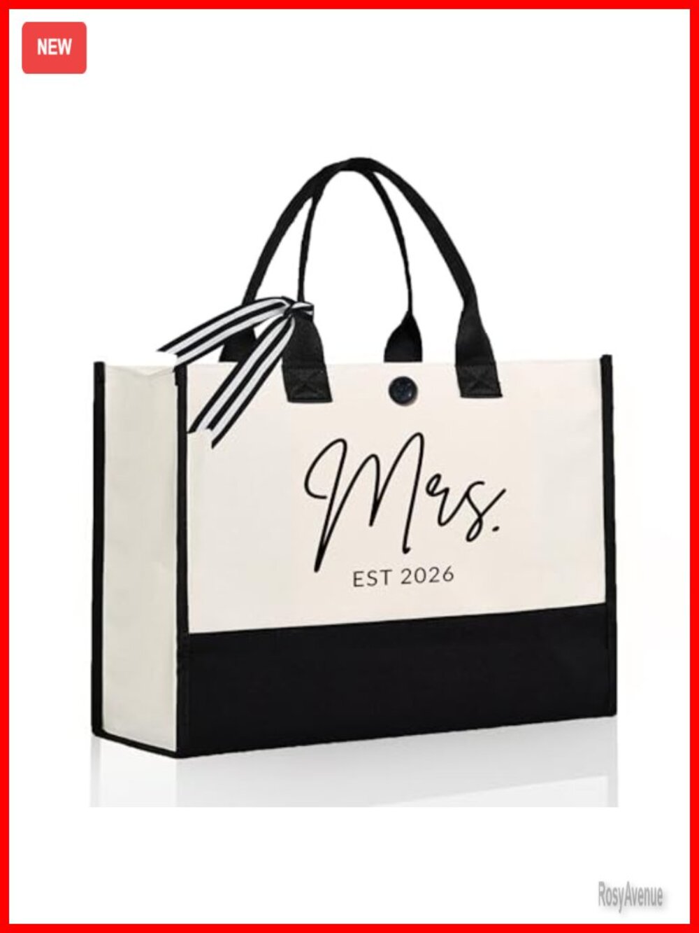 Canvas Tote Bag Mrs Est 2026 Bride Gift Bridal Shower Large